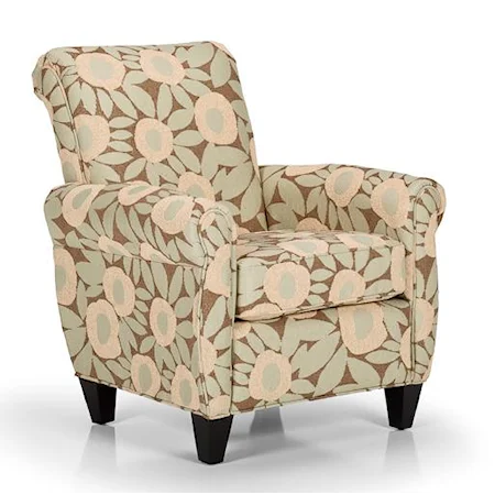 Transitional Accent Chair with Rolled Arms and Tapered Legs